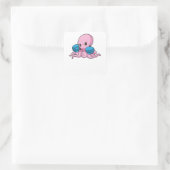 Octopus als Boxer met Boxing-handschoenen Vierkante Sticker (Tas)