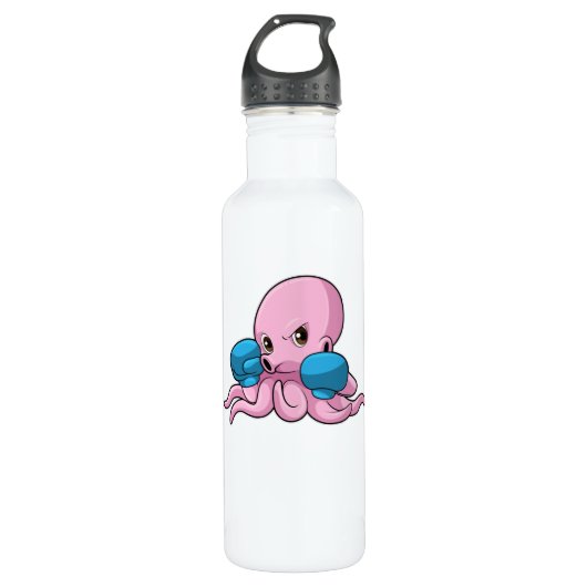 Octopus als Boxer met Boxing-handschoenen Waterfles (Voorkant)