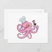 Octopus als Cook met Wooden lepel Briefkaart (Voorkant / Achterkant)