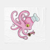 Octopus als Cook met Wooden lepel Fleece Deken (Voorkant (Horizontaal))