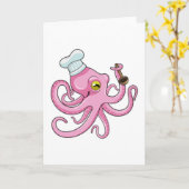 Octopus als Cook met Wooden lepel Kaart (Gele Bloem)