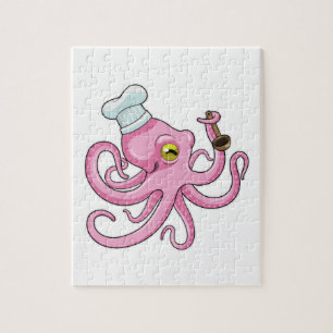 Octopus als Cook met Wooden lepel Legpuzzel