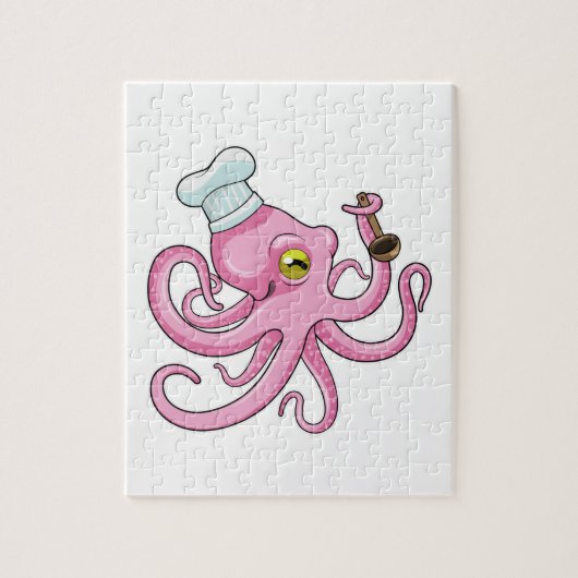Octopus als Cook met Wooden lepel Legpuzzel (Verticaal)
