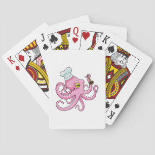 Octopus als Cook met Wooden lepel Pokerkaarten