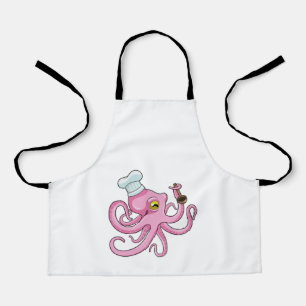 Octopus als Cook met Wooden lepel Schort