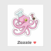 Octopus als Cook met Wooden lepel Sticker (Vel)