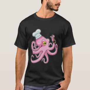 Octopus als Cook met Wooden lepel T-shirt