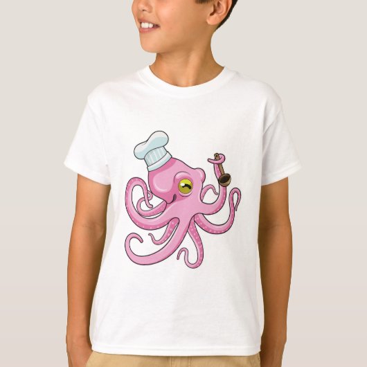 Octopus als Cook met Wooden lepel T-shirt (Voorkant)