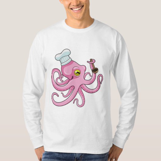 Octopus als Cook met Wooden lepel T-shirt (Voorkant)