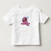 Octopus als duiker met Snorkel Kinder Shirts (Voorkant)