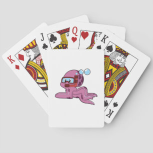 Octopus als duiker met Snorkel Pokerkaarten
