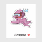 Octopus als duiker met Snorkel Sticker (Vel)