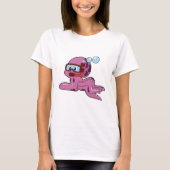 Octopus als duiker met Snorkel T-shirt (Voorkant)
