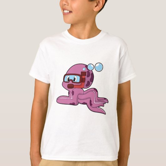 Octopus als duiker met Snorkel T-shirt (Voorkant)