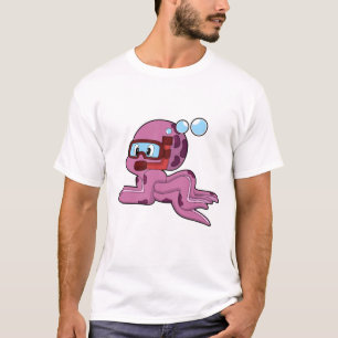 Octopus als duiker met Snorkel T-shirt