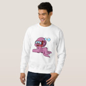 Octopus als duiker met Snorkel Trui (Voorkant volledig)