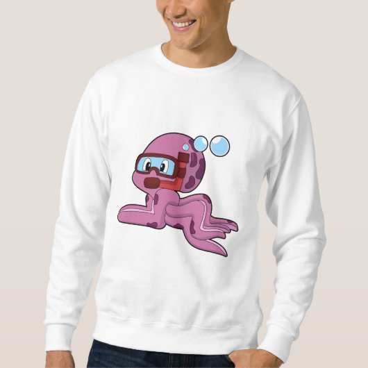 Octopus als duiker met Snorkel Trui (Voorkant)