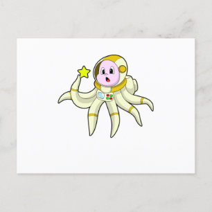 Octopus als duiker met ster briefkaart
