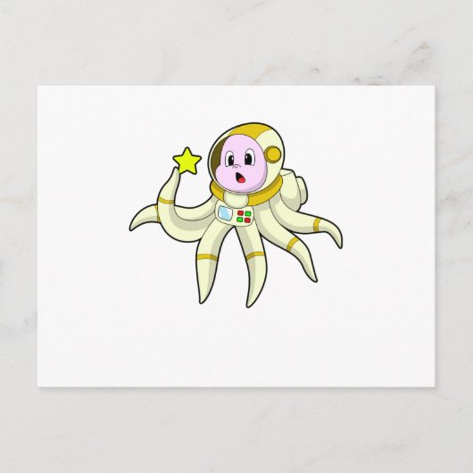 Octopus als Duiker met Ster Briefkaart (Voorkant)