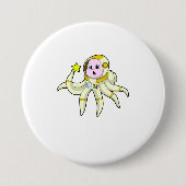Octopus als duiker met ster ronde button 7,6 cm (Voorkant)