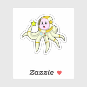 Octopus als duiker met ster sticker