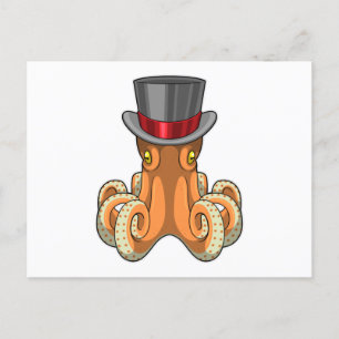 Octopus als Gentleman met bovenste hoed Briefkaart