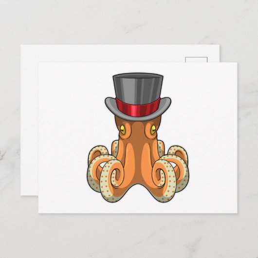 Octopus als Gentleman met bovenste hoed Briefkaart (Voorkant / Achterkant)