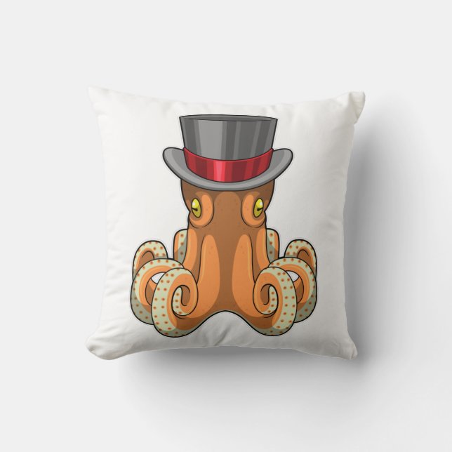 Octopus als Gentleman met bovenste hoed Kussen (Voorkant)