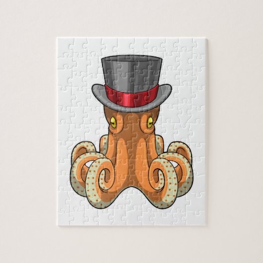 Octopus als Gentleman met bovenste hoed Legpuzzel (Verticaal)