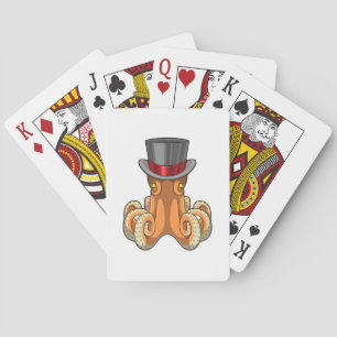 Octopus als Gentleman met bovenste hoed Pokerkaarten