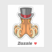 Octopus als Gentleman met bovenste hoed Sticker (Vel)