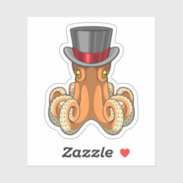Octopus als Gentleman met bovenste hoed Sticker