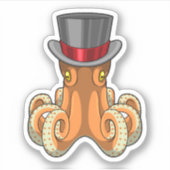 Octopus als Gentleman met bovenste hoed Sticker (Voorkant)