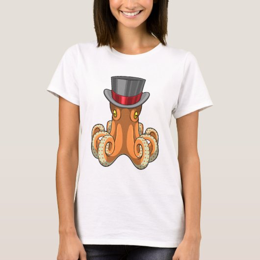 Octopus als Gentleman met bovenste hoed T-shirt (Voorkant)