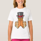 Octopus als Gentleman met bovenste hoed T-shirt (Voorkant)
