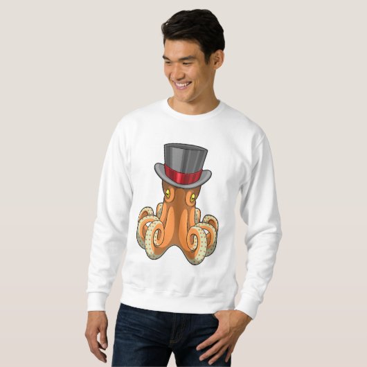 Octopus als Gentleman met bovenste hoed Trui (Voorkant volledig)