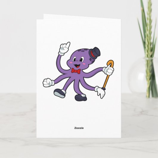 Octopus als Goochelaar met Hoed Kaart (Achterkant)