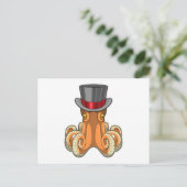 Octopus als heer met hoed briefkaart (Staand voorkant)