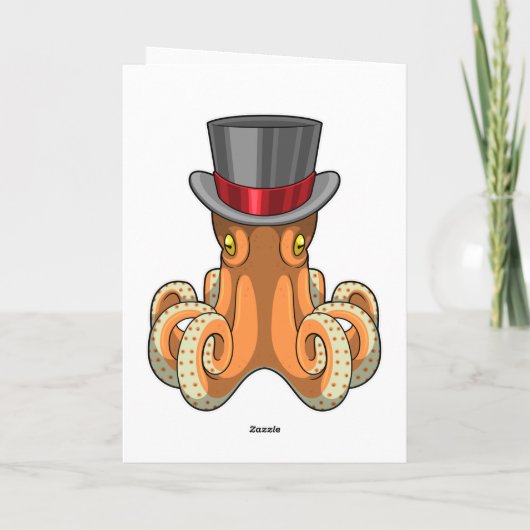 Octopus als heer met hoed kaart (Achterkant)