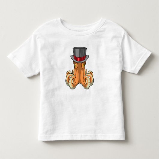 Octopus als heer met hoge hoed kinder shirts (Voorkant)
