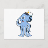 Octopus als kapitein met Pet Briefkaart (Voorkant)