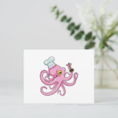 Octopus als kok met houten lepel briefkaart (Staand voorkant)