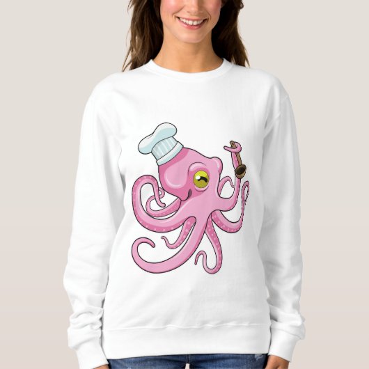 Octopus als kok met houten lepel trui (Voorkant)