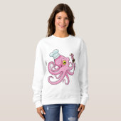 Octopus als kok met houten lepel trui (Voorkant volledig)