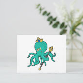 Octopus als Koning met Drietand Briefkaart (Staand voorkant)