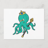Octopus als Koning met Trident Briefkaart (Voorkant)