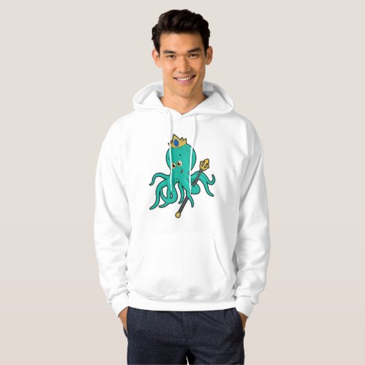 Octopus als Koning met Trident Hoodie (Voorkant volledig)