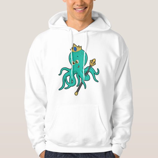 Octopus als Koning met Trident Hoodie (Voorkant)
