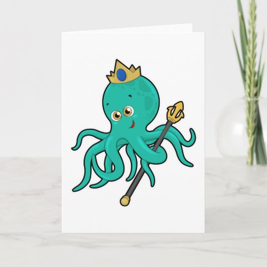Octopus als Koning met Trident Kaart (Voorkant)