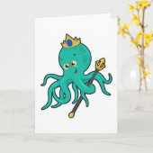 Octopus als Koning met Trident Kaart (Gele Bloem)